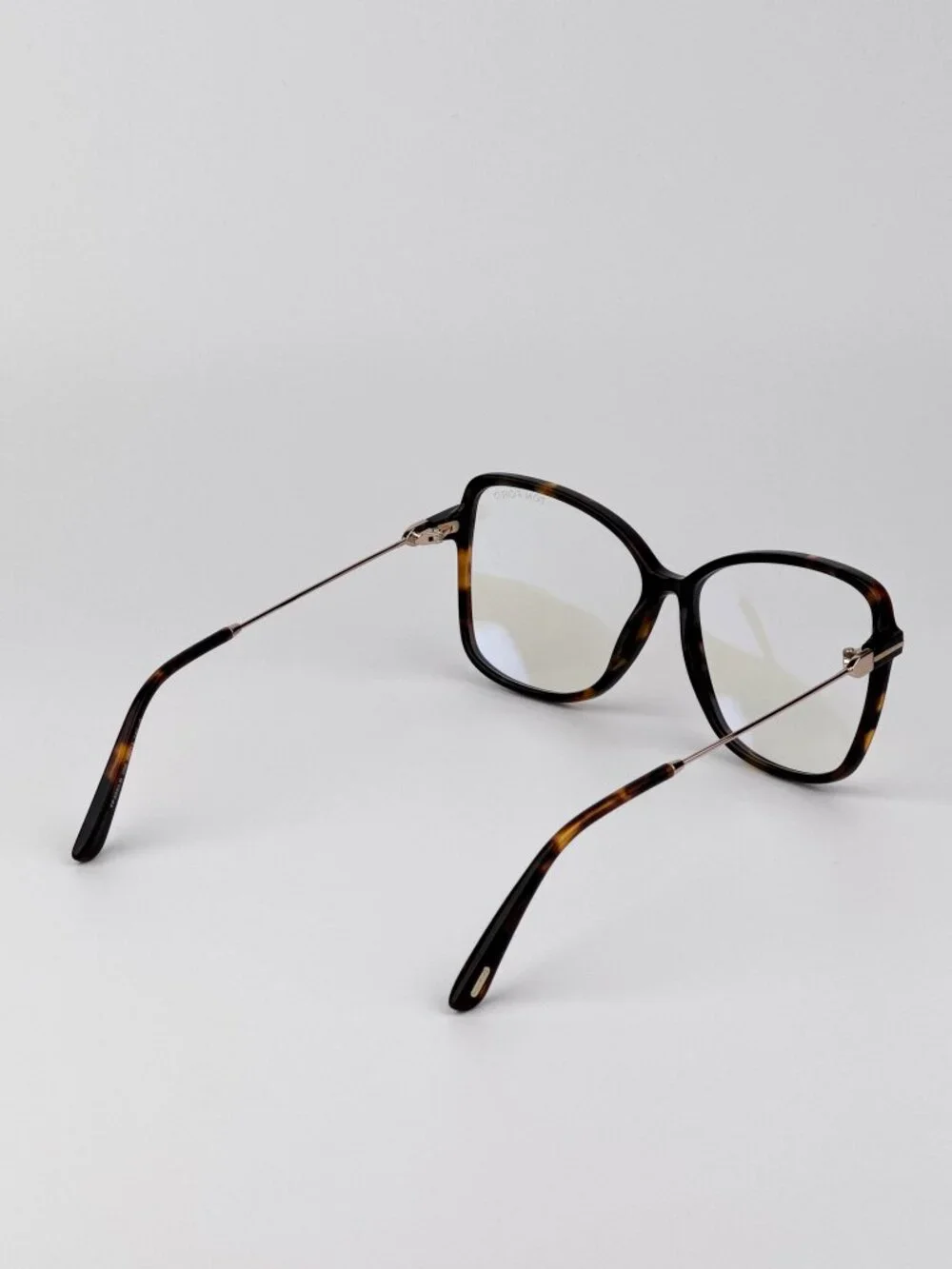 Tom Ford FT5953-B 052 Eyeglasses Havana Oversized Butterfly Frame Blue Block